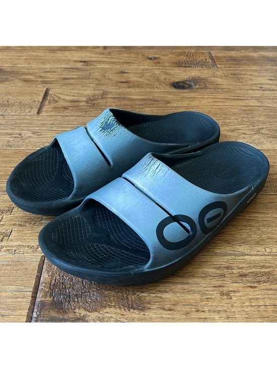 Oofos Ooahh Sport Slide Sandals Recovery Shoes Black White Size Men 11 Women 13 main image 4